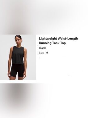 lululemon athletica Black Waist-Length Running Tank